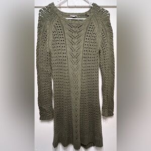 J Jill Women's Olive Green Cable Knit Tunic Knit Sweater Dress - Size Small